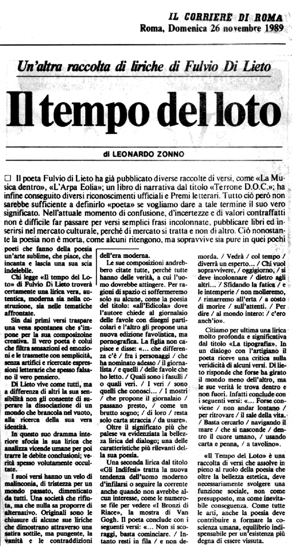Il Corriere, 26 novembre 1989